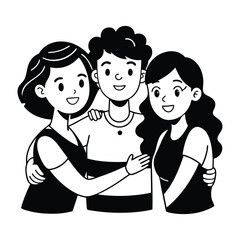 Friendship day Group Hug  silhouette vector illustration 
