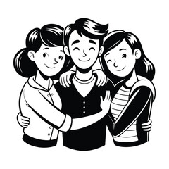 Friendship day Group Hug  silhouette vector illustration 