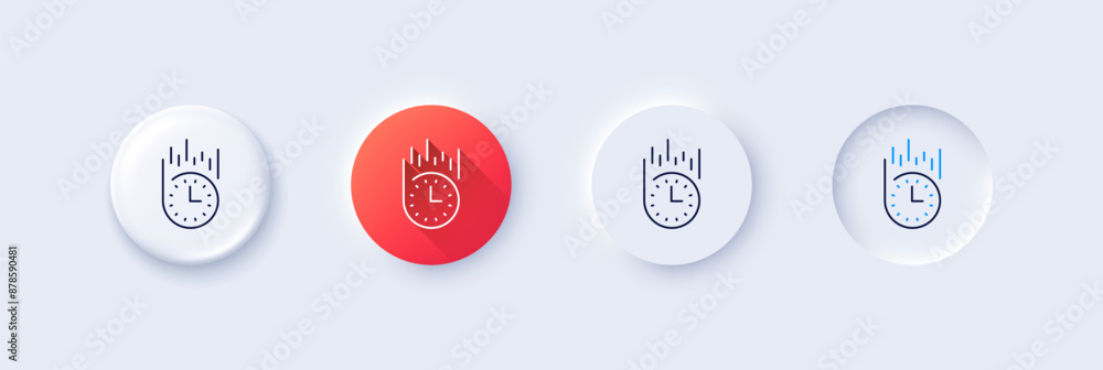Poster fast delivery line icon. neumorphic, red gradient, 3d pin buttons. time sign. line icons. neumorphic