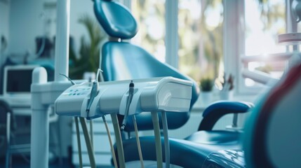 dental chair and medical diagnosis machine equipment at hospital health care dentistry