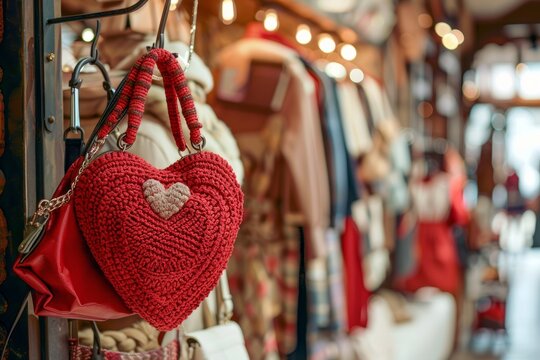 Heart-Shaped Handbag in Trendy Boutique with Stylish Accessories for Fashion Design and Inspiration