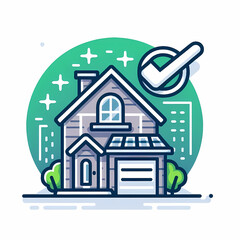 vector illustration house checkmark indicating successful purchase