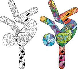 Icon BREAK DANCING for coloring in the style of abstract hand drawing. Color and outline set