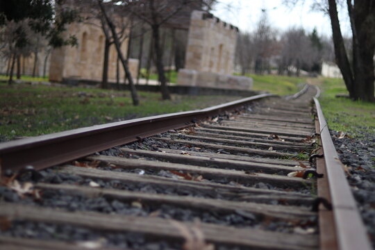 train track inside the garden