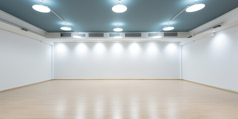 Empty bright room white walls light beige floor modern interior design spacious calm serenity.
