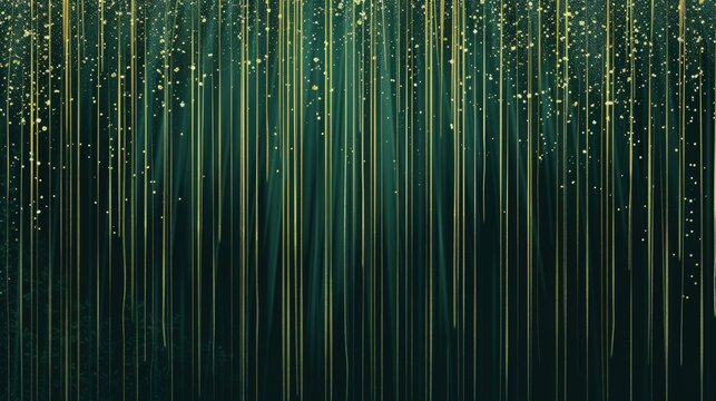 A dark forest green background with cascading gold glitter lines, resembling gentle waterfalls, ideal for creating serene spa or wellness product labels.