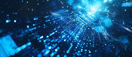 Obraz premium Futuristic abstract background with digital blue light effects, ideal for modern technology and cyber