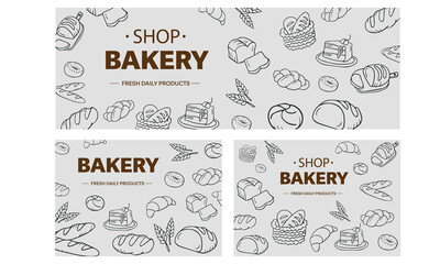 Bakery and pastry desserts banner template set, templates for special media
