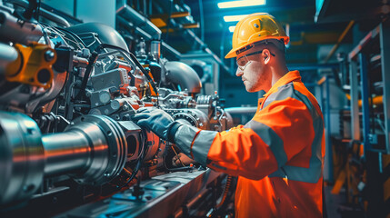 Fototapeta premium The engineer is optimizing the efficiency of the manufacturing process.
