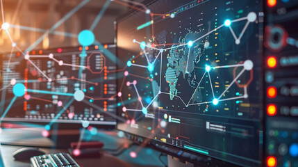 An AI system analyzing network traffic for suspicious activities. technology AI