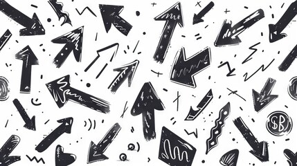 Black arrows on white background. The arrows are of different sizes and shapes and are pointing in different directions.