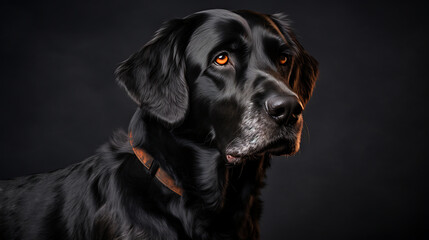 Black Labrador Retriever with orange eyes, a loyal companion, evokes love and trust, perfect for...