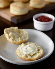 Fresh Homemade Biscuits with Jam and Butter Spread