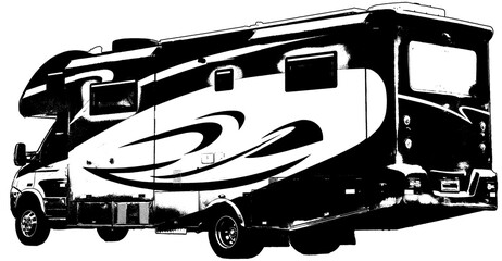 Motorhome driving at at street, puerto madryn, argentina