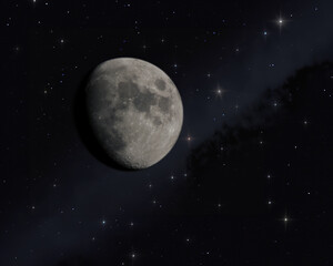 The Moon in the Night Sky.