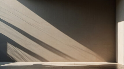 Empty room, glass windows, combined with the sunlight on the wall, concrete Waals, copy space