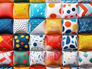 Fototapeta premium Abstract colorful patterns flat design top view space theme animation Split-complementary color scheme