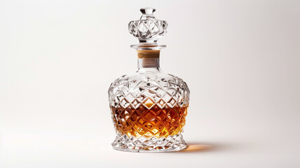 Elegant Crystal Decanter with Intricate Etchings and Golden Liquor
