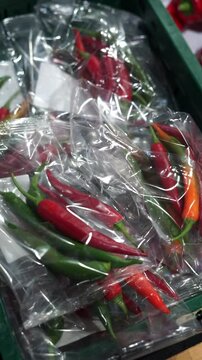 chili pepper in supermarket vertical video
