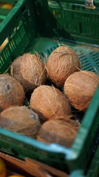 coconuts in the supermarket vertical video