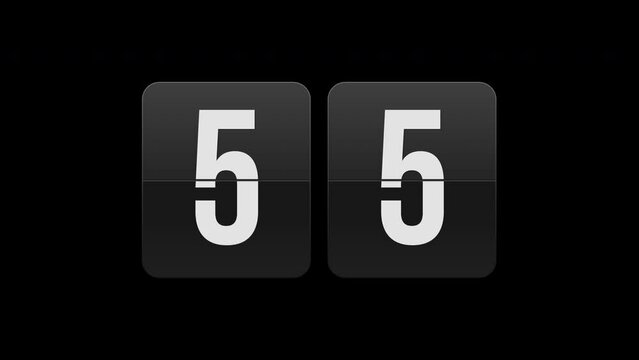 1-Minute Flip Countdown Timer Animation with Alpha Channel only on 4K