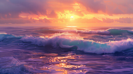 Sunrise Over the Ocean with Soft Orange and Purple Hues