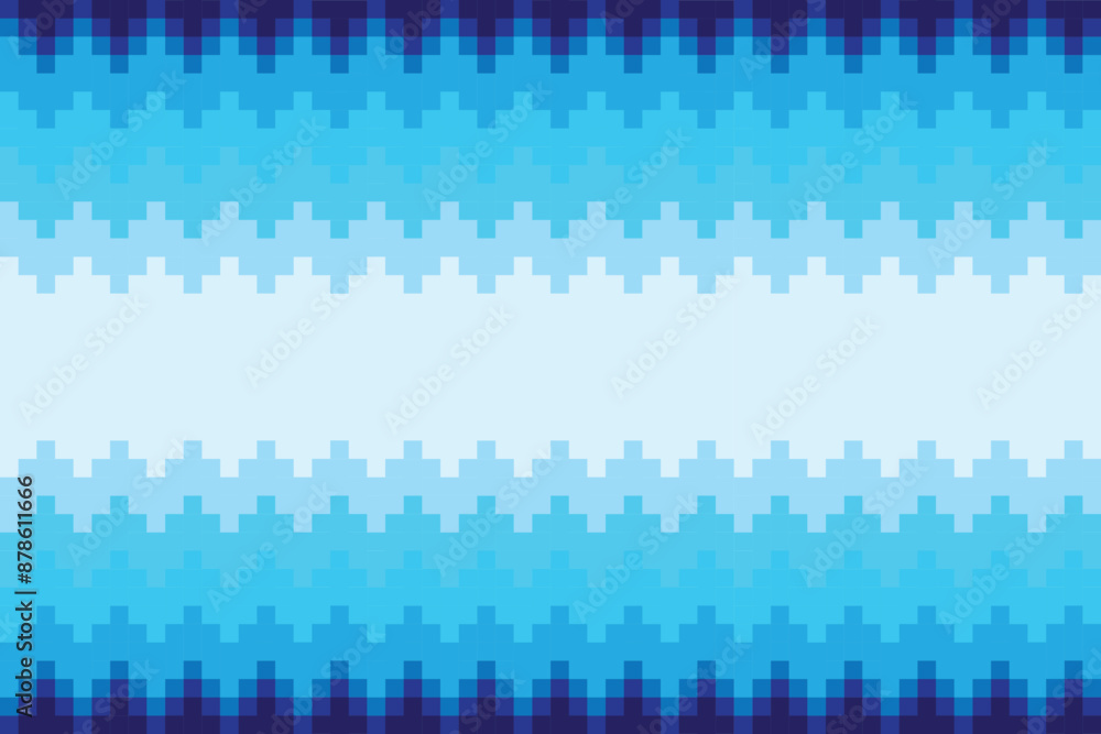 Poster fabric blue pixel abstract geometric pattern shape vector design.