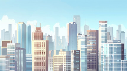 Obraz premium Architectural panorama of a metropolis with multi-story buildings