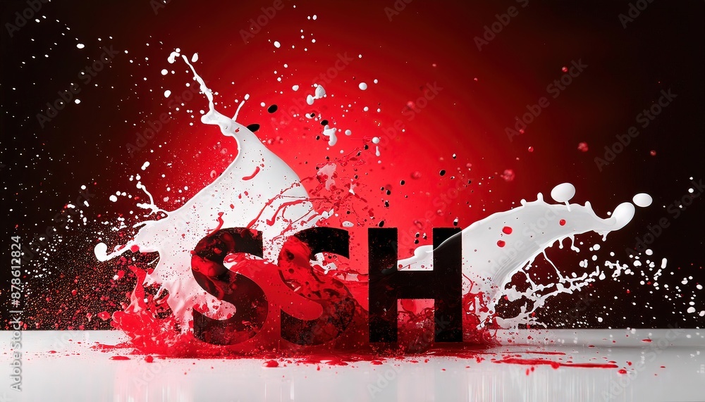Poster ssh text splash with paint effect