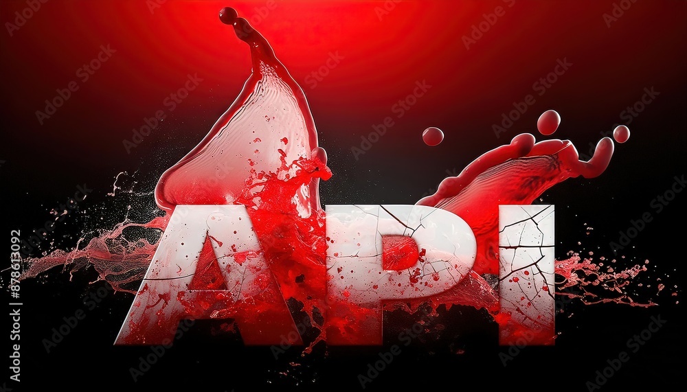 Aufkleber api technology with dynamic red liquid art