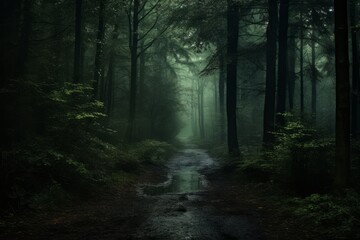 Fototapeta premium Ethereal Path Dark Green and Cyan Forest.jpeg