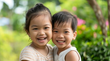 Joyful Siblings Bonding in Heartwarming Close-Up Moment
