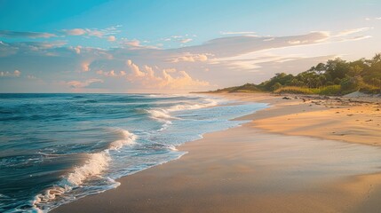 A secluded beach with untouched golden sand