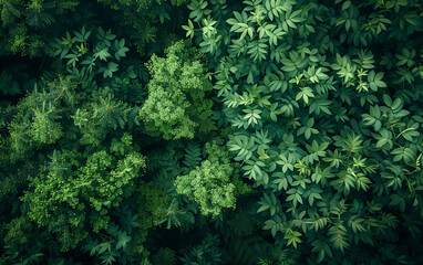 Fototapeta premium Top view of green Forests, Natural evergreen background.