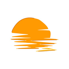 view sunset cartoon. blue evening, beautiful morning, ocean nature view sunset sign. isolated symbol vector illustration