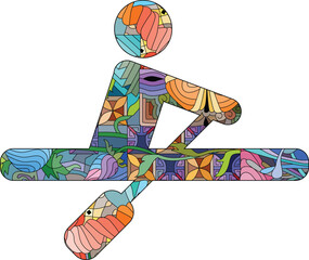Icon ROWING in the style of abstract hand drawing.