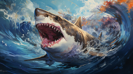 Naklejka premium A shark with clear water on bright day