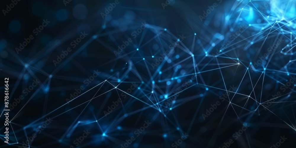 Aufkleber abstract high tech blue glowing lines with dots and plexus triangles, abstract background. high qual