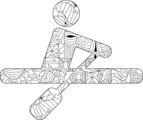 Icon ROWING for coloring in the style of abstract hand drawing.