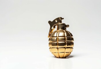 Fototapeta premium gold-plated grenade, isolated white background 