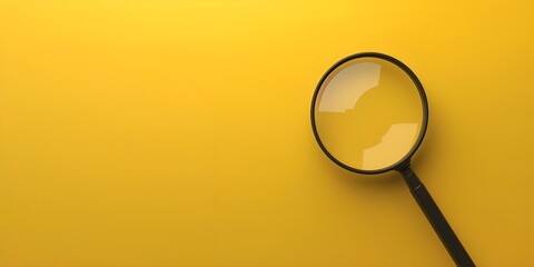 Black Handled Magnifying Glass on Yellow Background