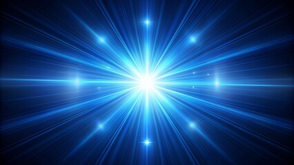 Fototapeta premium Bright blue light flare radiates from top center, illuminating a luxurious, premium product design, evoking a sense of high-end sophistication.