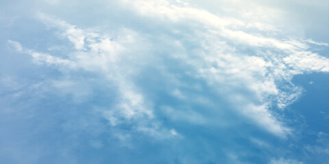 Obraz premium sky clouds blue soft winter pattern effect abstract graphics image surface Low angle side view cumulus clouds. cover page slide template use canvas marble pattern use banner background 