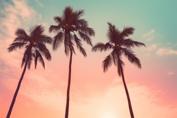 Fototapeta premium Minimalist Sunset Palm Trees in Light Magenta.jpeg