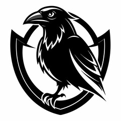 black and white crow head illustration
