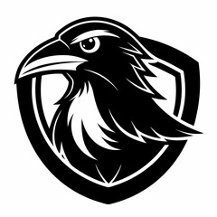 black and white crow head illustration
