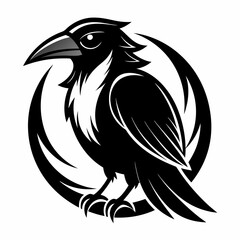 black and white crow head illustration