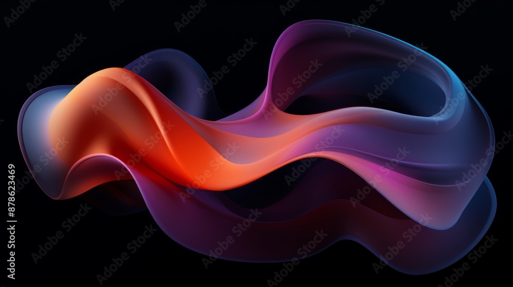 Poster fluid gradient shape with vivid colors on a black background, offering a dynamic and modern visual e