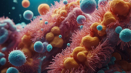 3d rendering of Human cell or Embryonic stem cell microscope background.