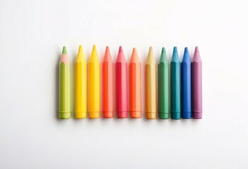 Fototapeta premium colored crayons lined up side by side, ad shot